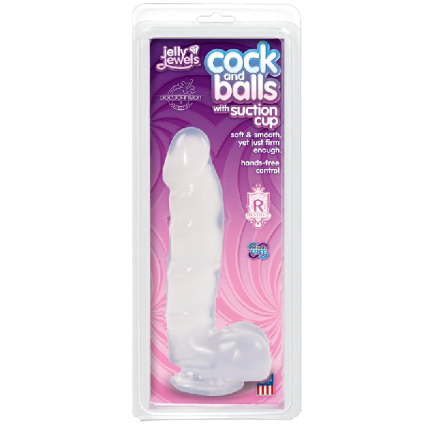 Cock And Balls With Suction Cup Diamond Clear