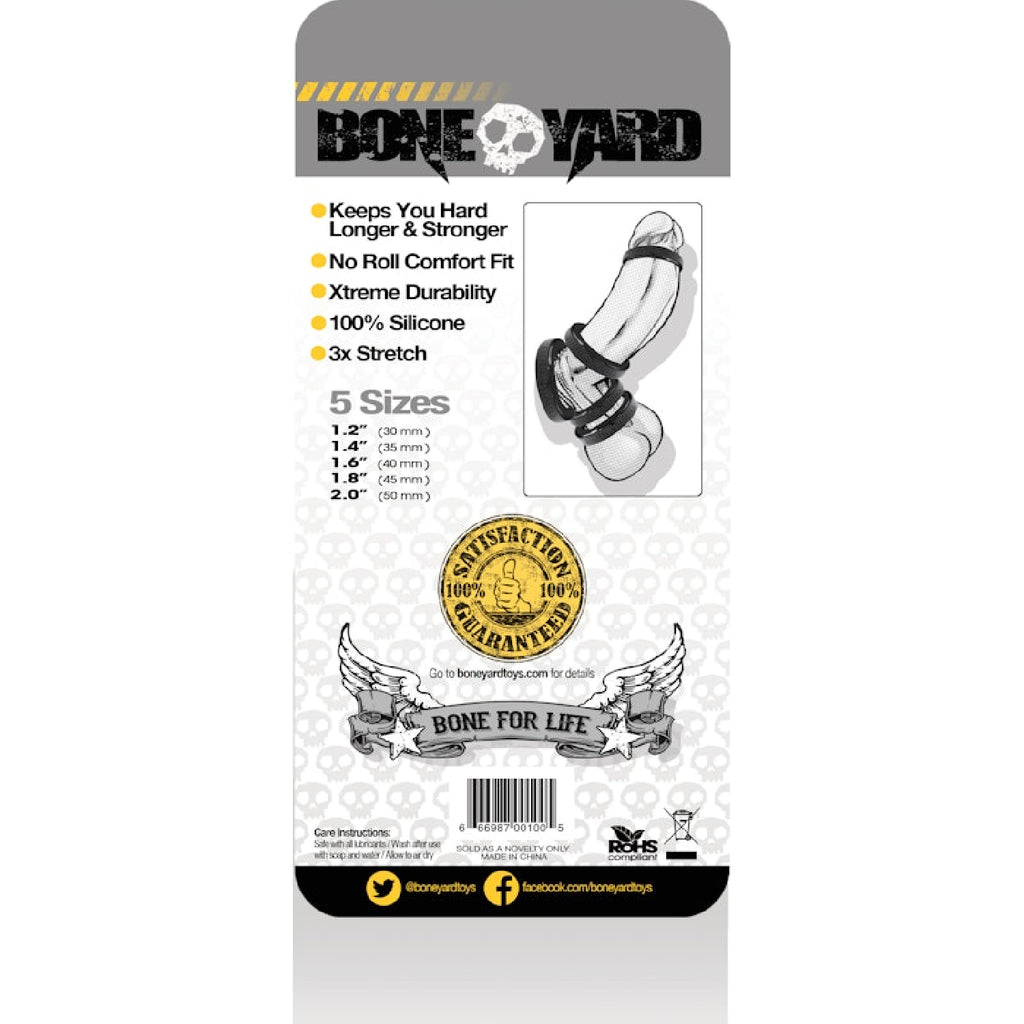 Boneyard Silicone Ring 5 Pc Kit Black