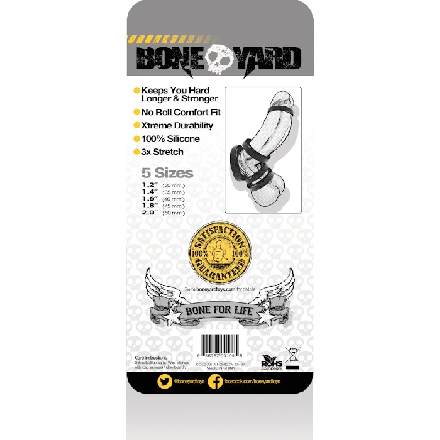 Boneyard Silicone Ring 5 Pc Kit Black