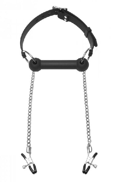 Equine Silicone Bit Gag With Nipple Clamps