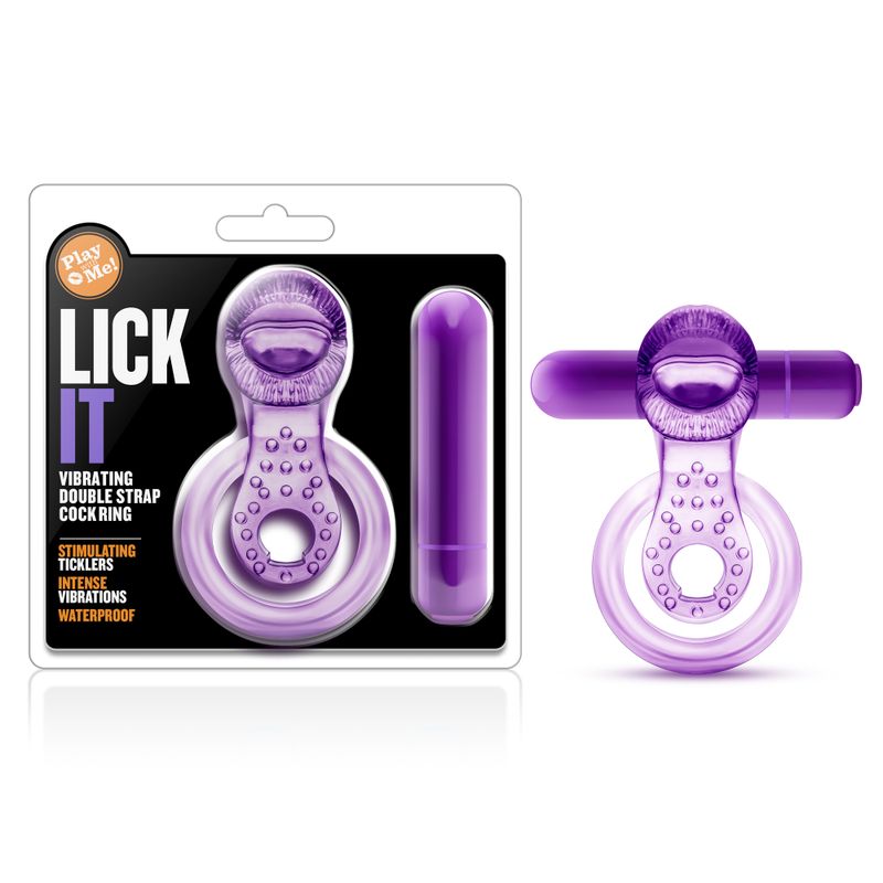 Play With Me Lick It Vibrating Double Strap Cock Ring