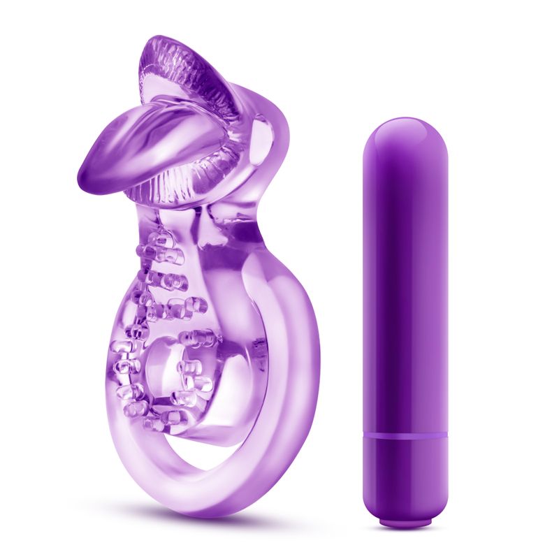 Play With Me Lick It Vibrating Double Strap Cock Ring