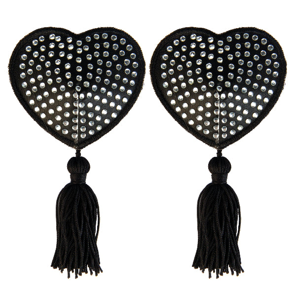 White Satin w White Stone and Tassel Pastie