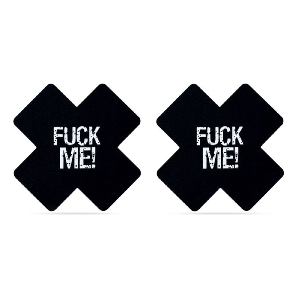 FUCK ME Cross Pattern Nipple Pasties Twin Pk