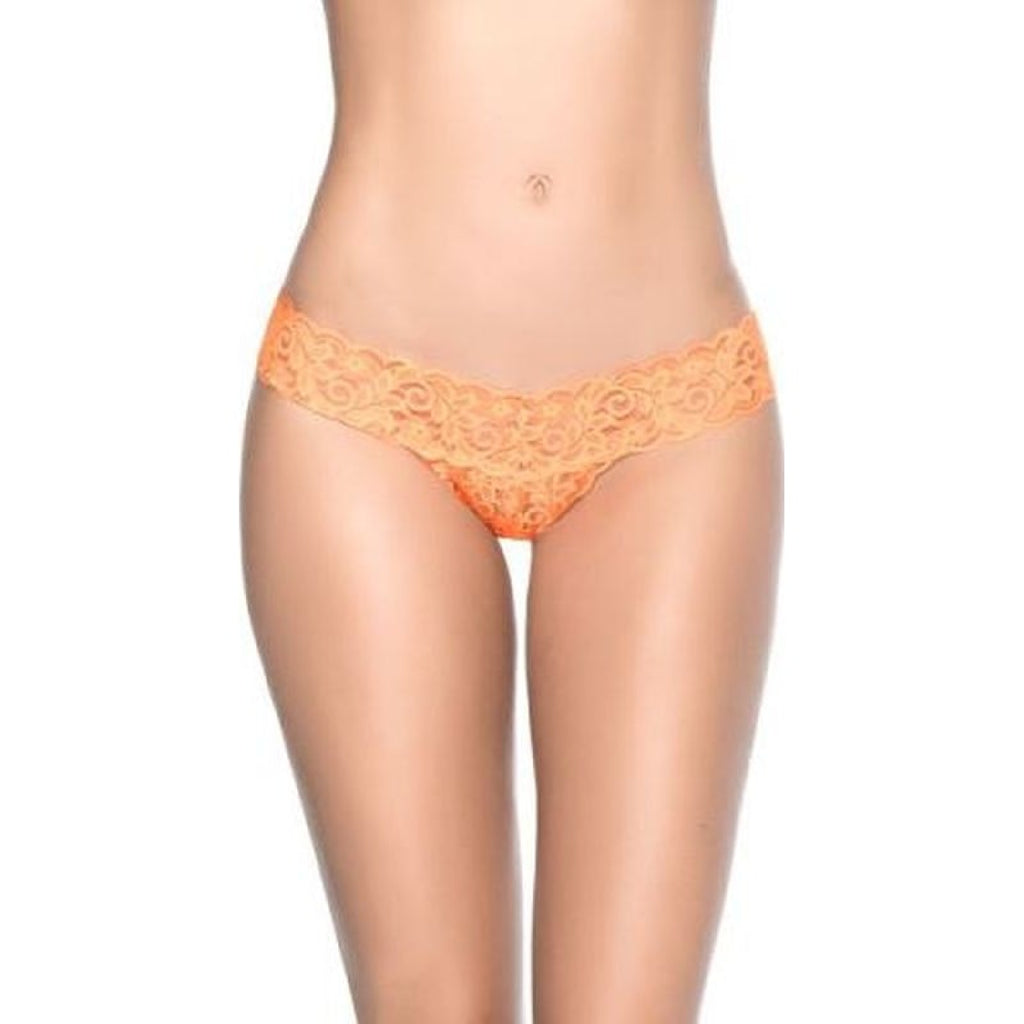 Lace V Back Thong Orange