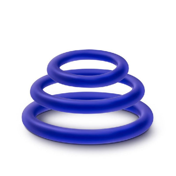Performance Silicone Cock Ring 3 Pc Set Indigo