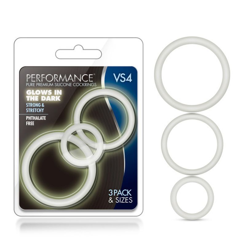 Performance Silicone Cock Ring 3 Pc Set Glow