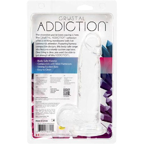 Crystal Dildo w Balls 8in Clear