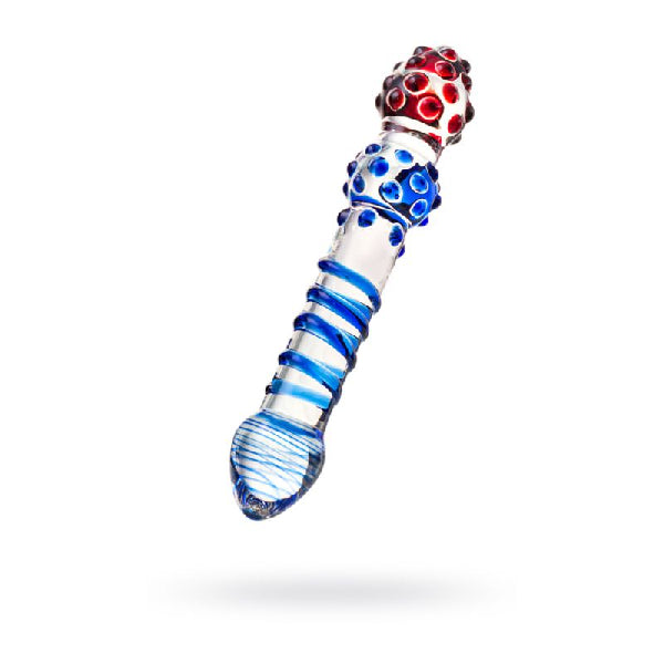 Sexus Glass Dildo Blue Red 20.5cm