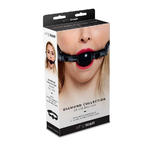 Whip Smart Diamond Deluxe Ball Gag Black