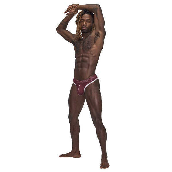 Male Power Sport Mesh Thong Burgundy