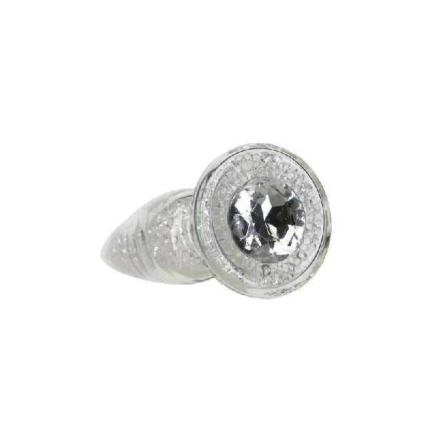 Pillow Talk Fancy Luxurious Glass Anal Plug w Clear Gem