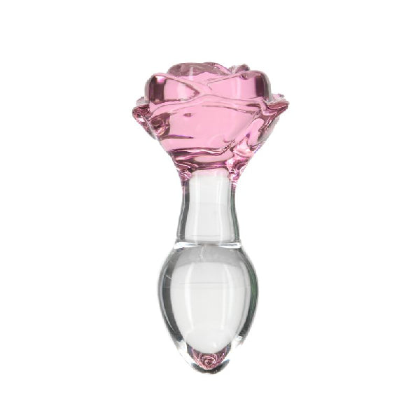 Pillow Talk Rosy Luxurious Glass Anal Plug w Clear Gem