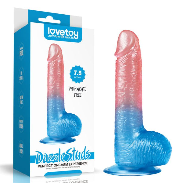 Dazzle Studs Dildo 7.5in Pink/Blue