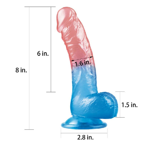 Dazzle Studs Dildo 8in Pink/Blue