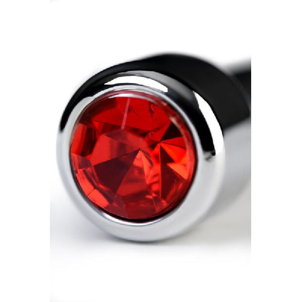 Silver Metal Urethral Plug w Ruby Rhinestone