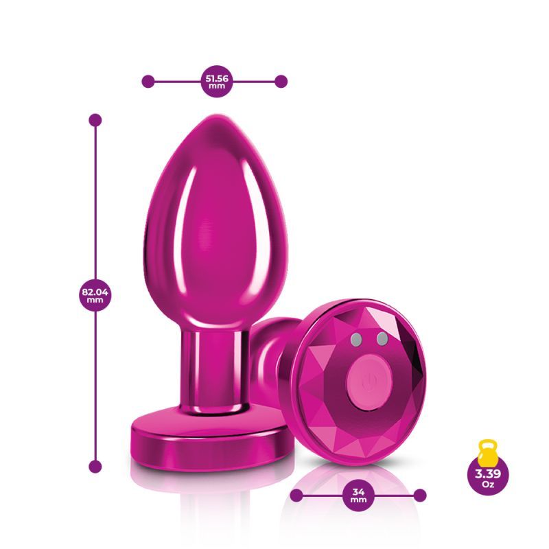 Cheeky Charms Rechargeable Vibrating Metal Butt Plug w Remote Medium