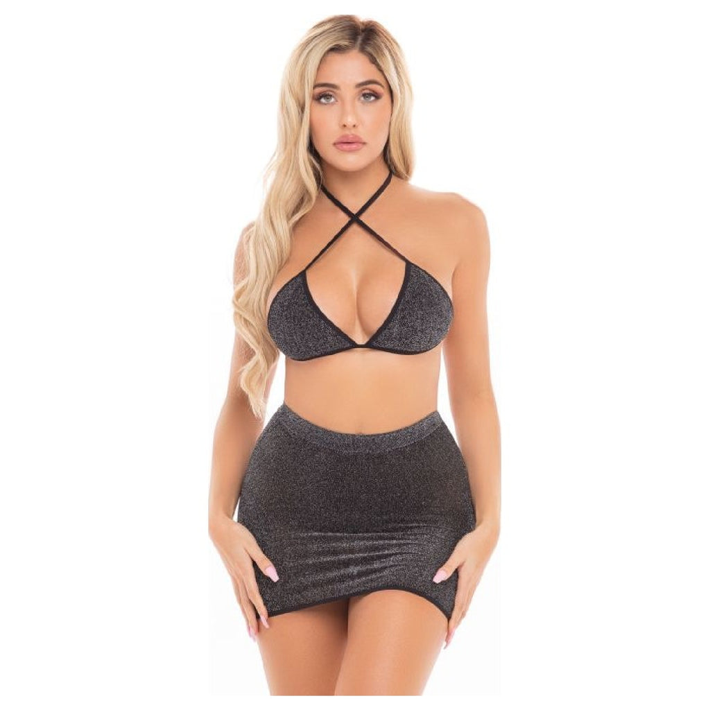 Cherry 2 Pc Skirt Set Black