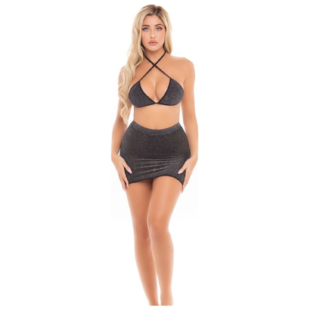 Cherry 2 Pc Skirt Set Black