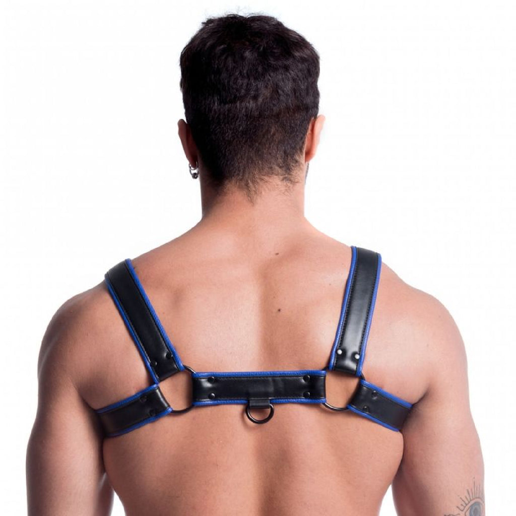 Vegan Bulldog Harness Black and Blue