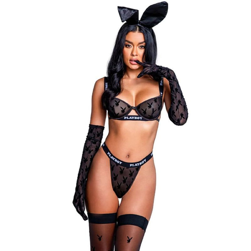 Playboy Noir Lingerie 2 Pc Set Black
