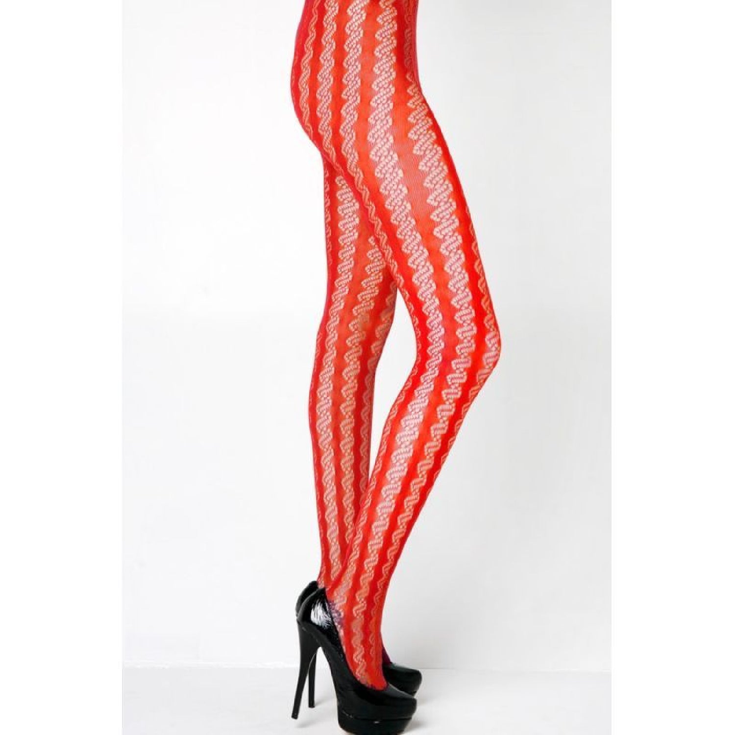 Stella Elyse Coiled Lines Fishnet Tights Coffee