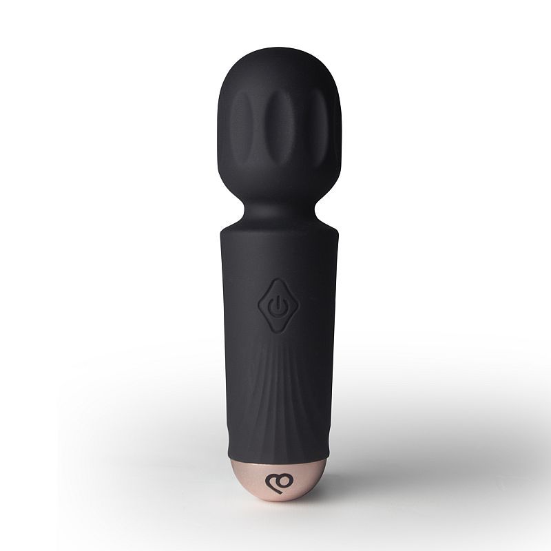 Rechargeable 16 Mode Silicone Mini Wand Black Tulip