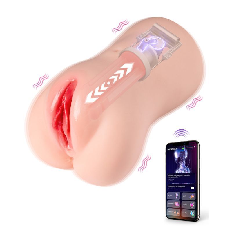 Eliza App Controlled Thrusting Vibrating Realistic Vaginal Masturbator