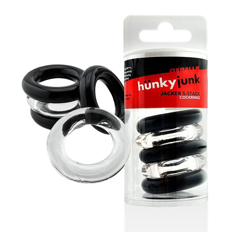 Jacker Stack 5 Pc Strong Cock Ring Black